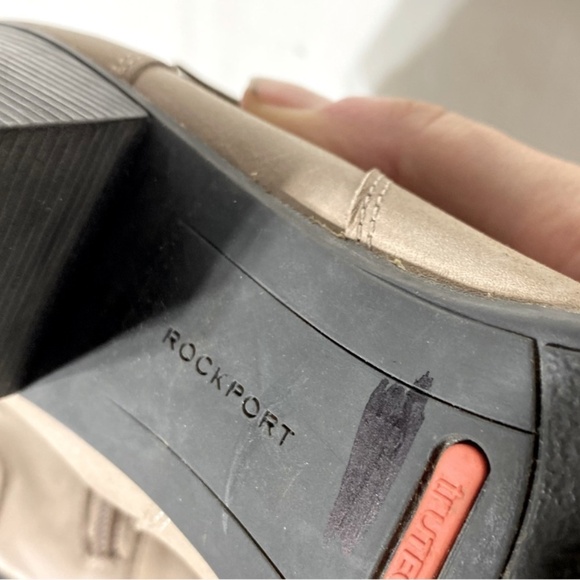 Rockport Tan Leather Chunky Heel Round Toe Ankle Boots Booties 5 - Picture 11 of 14